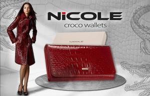 Ainutlaatuinen croco -kuvio NICOLE naisten lompakot laadukkaasta lakka -nahasta ovat jälleen saapuneet.