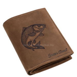 Kožená peněženka na dokumenty s 3D vzorem kapra v dárkové krabičce GreenDeed 3DP3072 hnědá