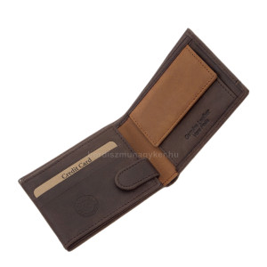 Skórzany portfel męski z zatrzaskiem GreenDeed brązowy AFK102