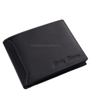 Leather men's wallet in gift box black SCC1021