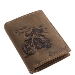 Bőr irattartó pénztárca motoros mintával GreenDeed CHOP3072 barna