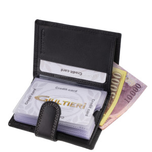 Kožený držiak na karty v darčekovej krabičke čierny Giultieri SCR2038/T