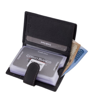 Kožený držák na karty v dárkové krabičce černý SCB2038/T