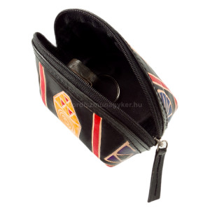 Bőr női kulcstartó mintás felülettel Giultieri S1006A fekete