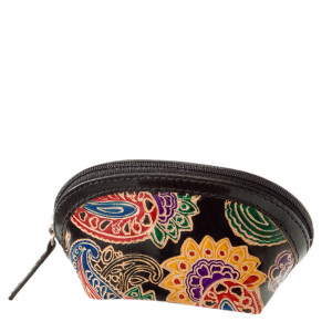 Bőr női kulcstartó mintás felülettel Giultieri S1006B fekete