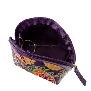 Bőr női kulcstartó mintás felülettel Giultieri S1006B lila