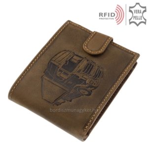 Bőr pénztárca barna színben kamionos mintával RFID KAMR1021/T