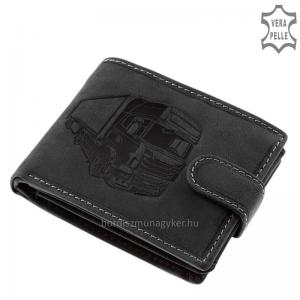 Bőr pénztárca fekete színben kamionos mintával RFID KAMR08/T