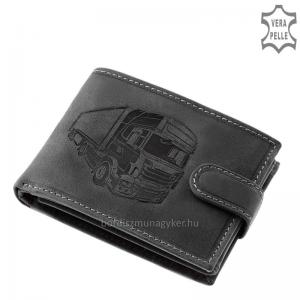 Bőr pénztárca fekete színben kamionos mintával RFID KAMR1021/T