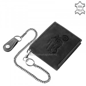 Usnjena denarnica v črni barvi z motornim vzorcem RFID A1MR09