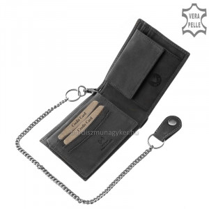 Usnjena denarnica v črni barvi z motornim vzorcem RFID A1MR09