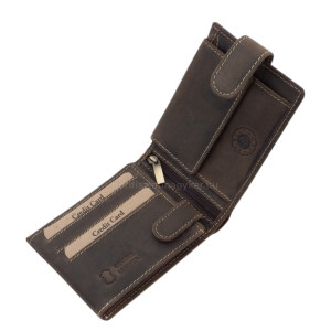 Skórzany portfel wędkarski z motywem karpia DPO1021/T ciemnobrązowy