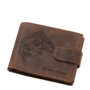Leather wallet for fishermen with carp pattern DPO6002L/T brown