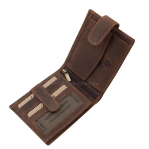 Leather wallet for fishermen with carp pattern DPO6002L/T brown