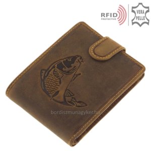 Bőr pénztárca horgászoknak ponty mintával RFID APR1027/T