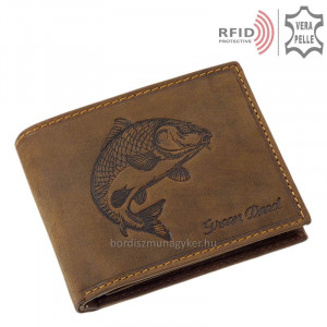 Bőr pénztárca horgászoknak ponty mintával RFID TPO1021