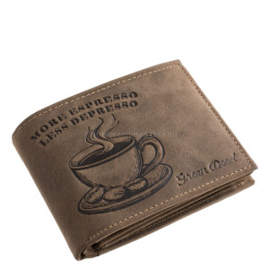 Bőr pénztárca kávéscsésze mintával GreenDeed COFF1021 barna