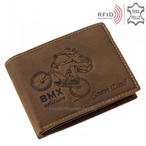 Bőr pénztárca kerékpáros mintával RFID BMX1021