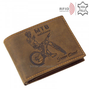 Bőr pénztárca kerékpáros mintával RFID MTB1021