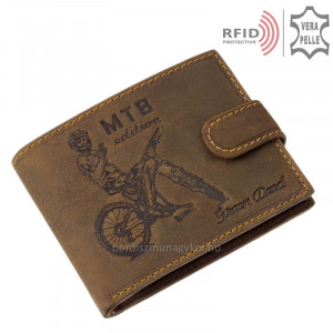 Bőr pénztárca kerékpáros mintával RFID MTB1021/T
