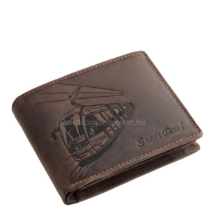 Bőr pénztárca klasszikus villamos mintával GreenDeed TRAM1021 barna
