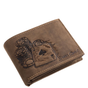 Bőr pénztárca póker mintával GreenDeed POKER1021 barna