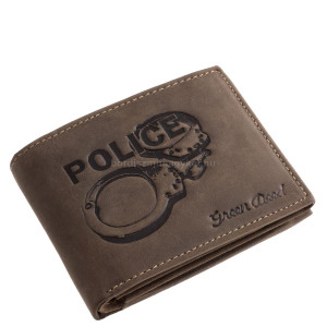 Bőr pénztárca police mintával GreenDeed POLI1021 barna