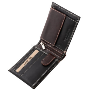 Leather wallet with RFID protection black-brown CMM1021