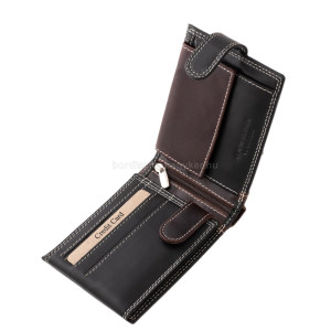 Leather wallet with RFID protection black-brown CMM1021/T