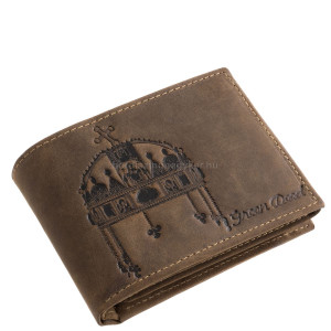 Leren portemonnee met Holy Crown-patroon GreenDeed CROW1021 bruin