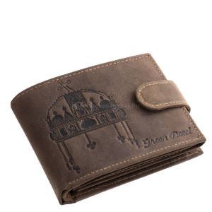 Leren portemonnee met Holy Crown-patroon GreenDeed CROW1021/T bruin