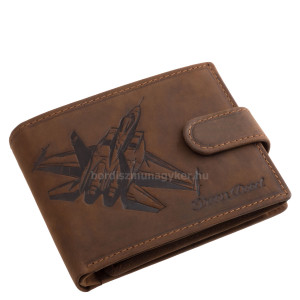 Bőr pénztárca vadászgép mintával GreenDeed FJET1021/T barna
