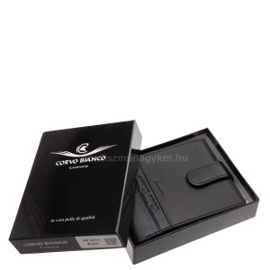 Csíkbetétes Corvo Bianco elegáns férfi pénztárca fekete CBF1021/T