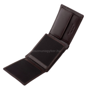 Csíkbetétes Corvo Bianco kisméretű férfi pénztárca barna CBF102