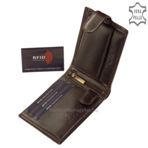 Eurótartós Corvo Bianco RFID bőr pénztárca barna ERCBS1021/T