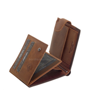 Herrenbrieftasche aus echtem Leder in einer Geschenkbox hellbraun Lorenzo Menotti AFL1021/T
