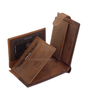 Мъжки портфейл от естествена кожа в подаръчна кутия светло кафяв Lorenzo Menotti AFL1027/T
