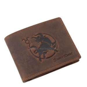 GreenDeed Lederbrieftasche mit Stier-Sternzeichenmuster BIK1021 braun