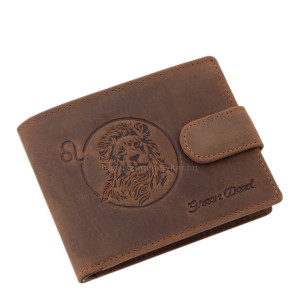 Skórzany portfel GreenDeed z wzorem konstelacji Lwa LEO1021/T brązowy