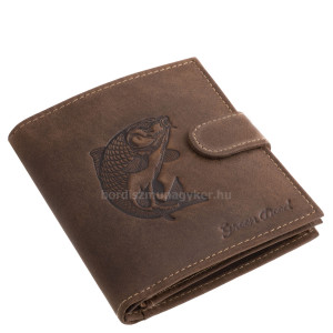 GreenDeed muški novčanik od prave kože s istaknutim uzorkom šarana 3DP02/T smeđe boje