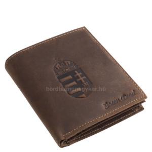 GreenDeed muški novčanik od prave kože s uzorkom mađarskog grba MCIM02 smeđe boje