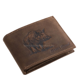 GreenDeed valódi bőr kisméretű vadász férfi pénztárca vaddisznó mintával VADD102