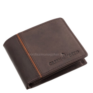 Kisméretű bőr férfi pénztárca átkapcsolóval GreenDeed barna BHB102