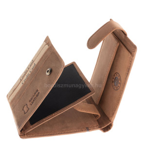 Kisméretű bőr férfi pénztárca átkapcsolóval GreenDeed világosbarna BHB102/T