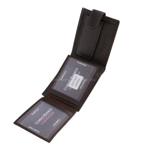 Mały skórzany portfel męski w pudełku upominkowym brązowym SCB102/T