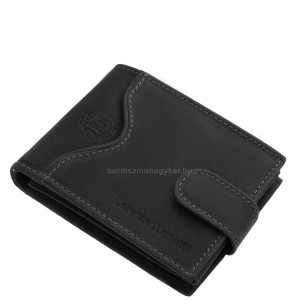 Kleine Herrenbrieftasche aus echtem Leder in einer Geschenkbox schwarz Lorenzo Menotti FLM102/T