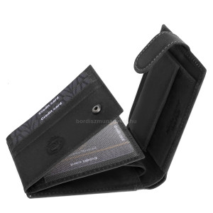 Mały portfel męski wykonany ze skóry naturalnej w pudełku prezentowym w kolorze czarnym Lorenzo Menotti FLM102/T