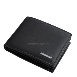 Petit portefeuille pour homme en cuir véritable de couleur noire La Scala GCB102