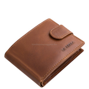 Petit portefeuille pour homme en cuir véritable de couleur marron clair La Scala CVF102/T