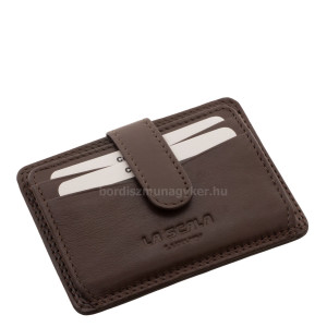 Portcard mic din piele naturală cu suport pentru documente La Scala Luxury LNR10 maro